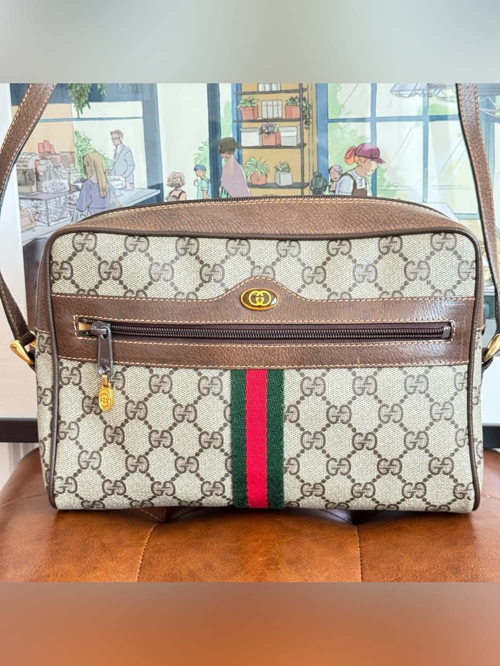 GUCCI Ophidia GG Coated Canvas with Sherryline Crossbody Camera bag